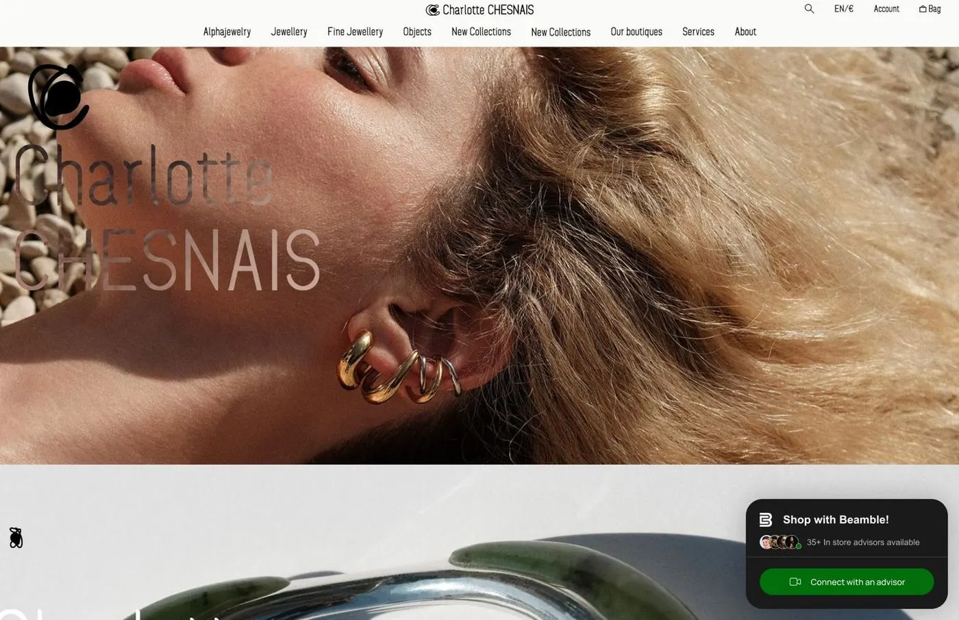 Widget Beamble intégré sur le site d'une marque partenaire